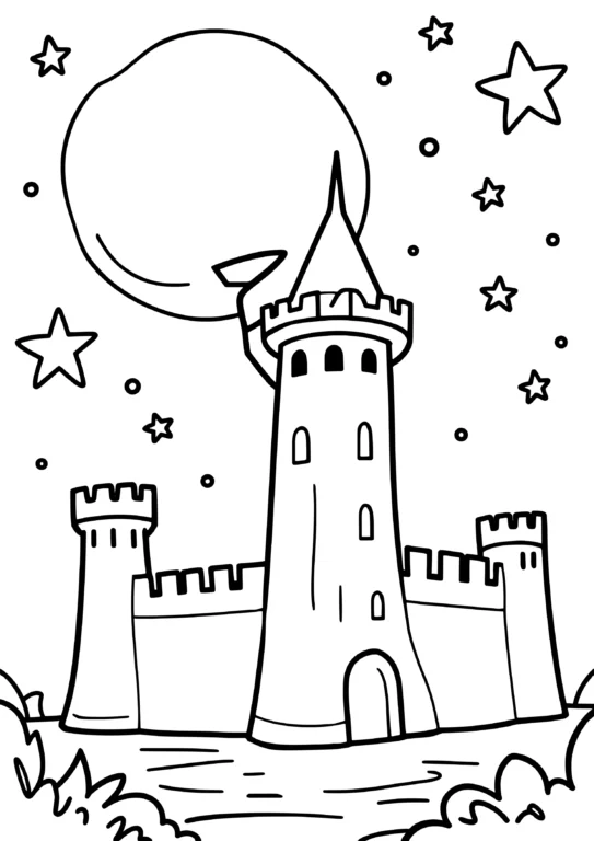 Fantasy Fortress Coloring Page